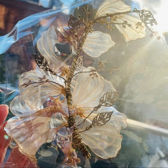 IRIS APFEL 1pcs Crystal Leaf Flower Bridal Barrette Hair  display picture 1